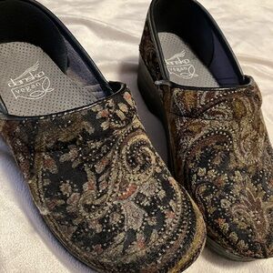 Dansko Vegan Paisley Clogs - Black and Brown